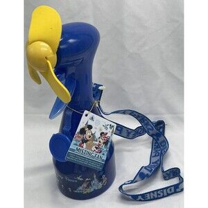 Disney Parks Misting Fan Water Bottle with Lanyard New With Tags 11”